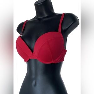 NWT LS RED Push up Plunge, 34D  *P1090